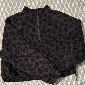 Old Navy Black Leopard Print Fleece Pullover